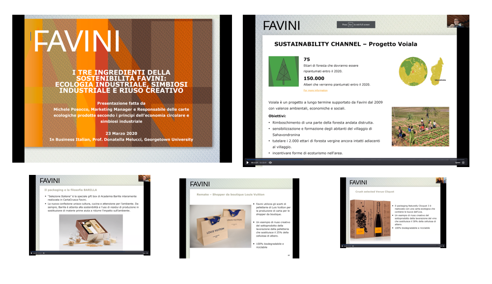 Screen captures of Favini Zoom presentation