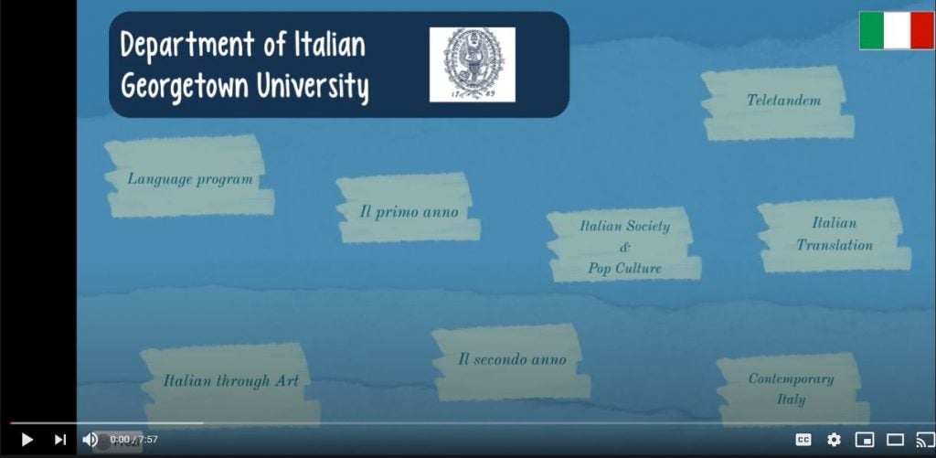 Screen capture from Dept. of Italian video